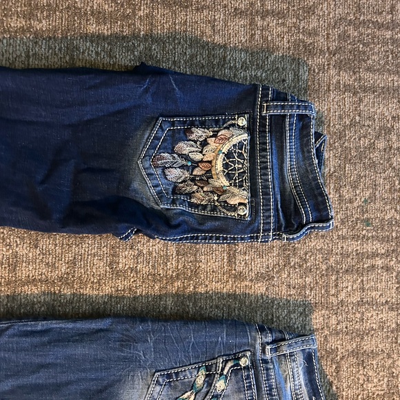 Miss Me Dark Blue Boot Cut Jeans with Embroidery - Picture 2 of 6
